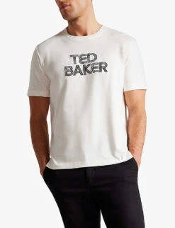 Ted Baker Kenedy Logo-print Cotton-jersey T-shirt -Gentlemen Style Shop R04122498 WHITE ALT02
