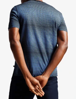 Ted Baker Ronete Graphic-print Crewneck Cotton-jersey T-shirt -Gentlemen Style Shop R04124509 DKBLUE ALT03