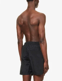 Stone Island Logo-patch Elasticated-waist Swim Shorts -Gentlemen Style Shop R04124582 NERO ALT03