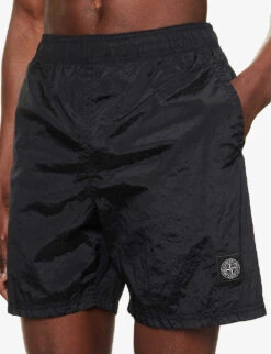 Stone Island Logo-patch Elasticated-waist Swim Shorts -Gentlemen Style Shop R04124582 NERO ALT04