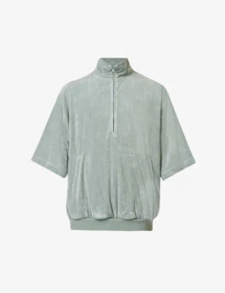 ESSENTIALS Brand-patch Short-sleeved Relaxed-fit Bamboo-blend Sweatshirt