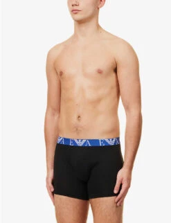 Emporio Armani Branded-waistband Pack Of Three Stretch-cotton Boxers -Gentlemen Style Shop R04126812 NERONERONERO ALT02