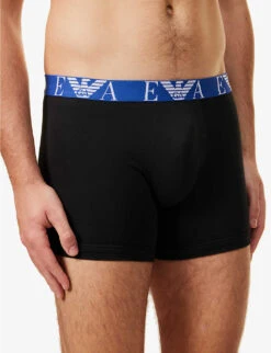 Emporio Armani Branded-waistband Pack Of Three Stretch-cotton Boxers -Gentlemen Style Shop R04126812 NERONERONERO ALT04