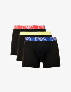Emporio Armani Branded-waistband Pack Of Three Stretch-cotton Boxers