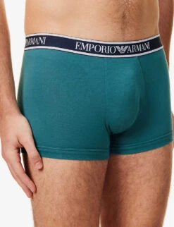 Emporio Armani Branded-waistband Pack Of Three Stretch-cotton Trunks -Gentlemen Style Shop R04126820 MARINMONUMSTMEDIT ALT04
