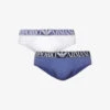 Emporio Armani Branded-waistband Pack Of Two Stretch-cotton Briefs -Gentlemen Style Shop R04126831 BIANCODENIM M