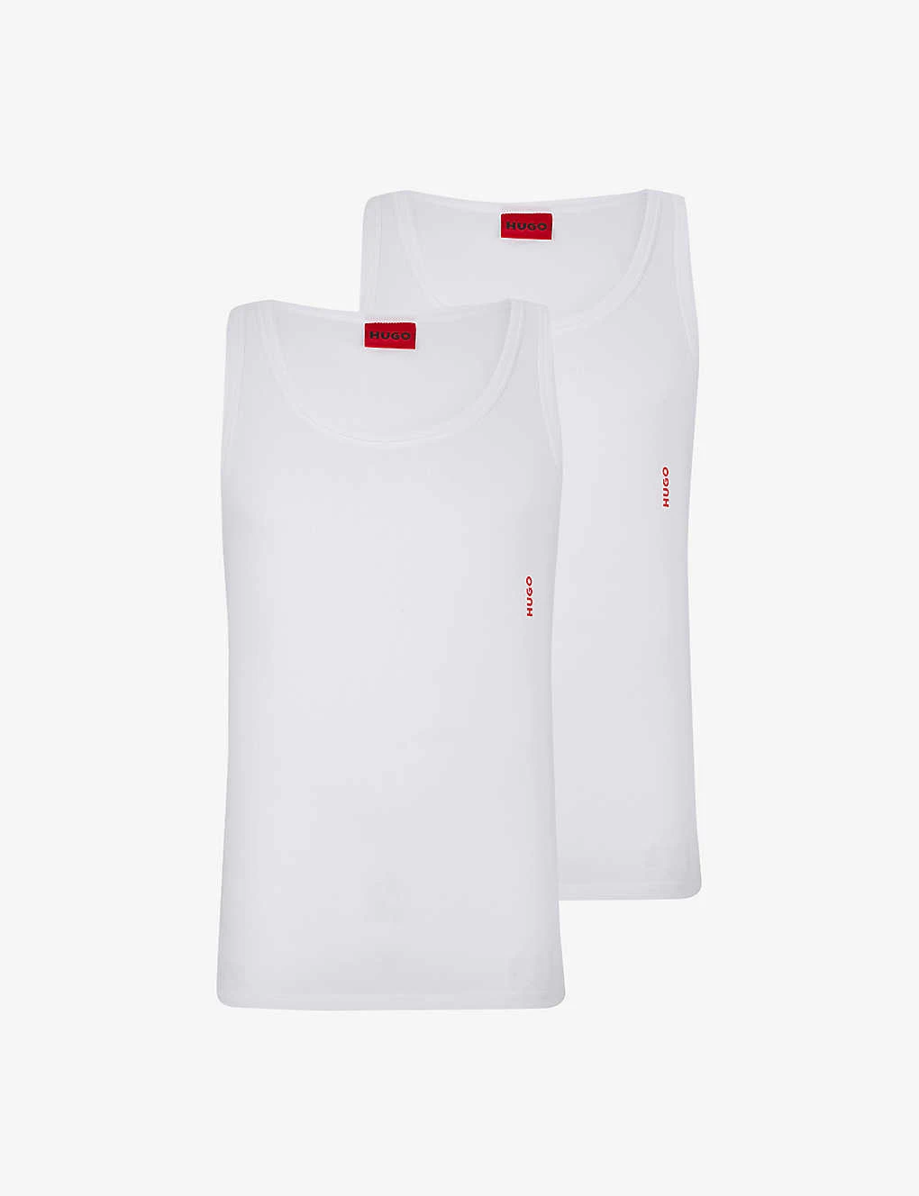 Hugo Pack Of Two Vertical Logo-print Stretch-cotton Vests 3 Hugo Pack Of Two Vertical Logo-print Stretch-cotton Vests