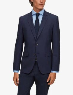 Boss Single-breasted Slim-fit Stretch-virgin Wool Suit -Gentlemen Style Shop R04128676 OPENBLUE ALT02