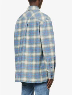 Bottega Veneta Check-patterned Oversized-fit Leather Shirt -Gentlemen Style Shop R04129501 MULTILIGHTBLUE ALT03