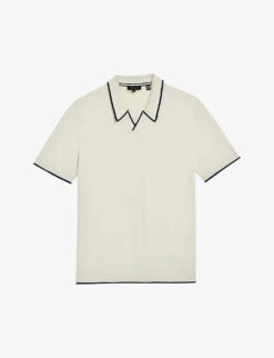 Ted Baker Open-neck Short-sleeved Stretch-cotton Polo Shirt