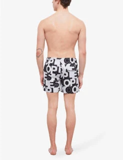 THE KOOPLES Elasticated-waist Graphic-print Woven Swim Shorts -Gentlemen Style Shop R04138181 BLA01 ALT03