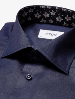 ETON Floral-pattern Slim-fit Organic Cotton-twill Shirt 14 ETON Floral-pattern Slim-fit Organic Cotton-twill Shirt -Gentlemen Style Shop R04138196 NAVYBLUE ALT05
