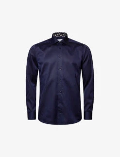 ETON Floral-pattern Slim-fit Organic Cotton-twill Shirt