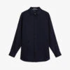 Ted Baker Jasperr Regular-fit Long-sleeve Linen-blend Shirt -Gentlemen Style Shop R04139120 NAVY M