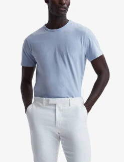 Reiss Melrose Short-sleeve Regular-fit Cotton T-shirt 9 Reiss Melrose Short-sleeve Regular-fit Cotton T-shirt -Gentlemen Style Shop R04139943 SOFTBLUE ALT02
