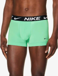 Nike Logo-waistband Pack Of Three Stretch-recycled Polyester Trunks -Gentlemen Style Shop R04140812 ALGAEGREYBLK ALT03