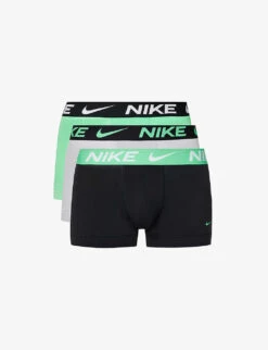 Nike Logo-waistband Pack Of Three Stretch-recycled Polyester Trunks