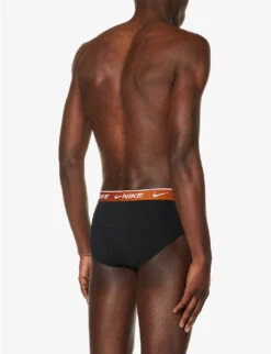 Nike Logo-waistband Pack Of Three Stretch-cotton Briefs -Gentlemen Style Shop R04140815 BLACKGREEN ALT02