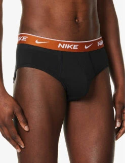 Nike Logo-waistband Pack Of Three Stretch-cotton Briefs -Gentlemen Style Shop R04140815 BLACKGREEN ALT03
