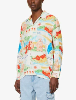 Faraway Places Graphic-print Regular-fit Woven Shirt -Gentlemen Style Shop R04140921 ECRU ALT02