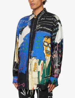 Honey Dijon X Basquiat Graphic-print Relaxed-fit Woven Shirt -Gentlemen Style Shop R04141613 BLACK ALT02