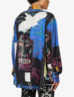 Honey Dijon X Basquiat Graphic-print Relaxed-fit Woven Shirt -Gentlemen Style Shop R04141613 BLACK ALT03