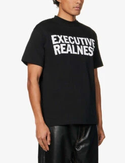 Executive Realness Brand-print Regular-fit Cotton-jersey T-shirt -Gentlemen Style Shop R04141619 BLACK ALT02