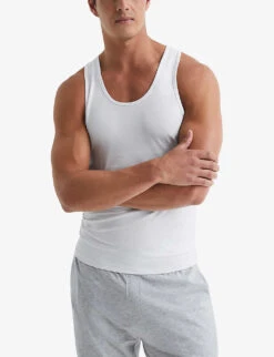Reiss Vinnie Crewneck Stretch-cotton Vest -Gentlemen Style Shop R04141855 WHITE ALT02