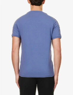 Emporio Armani Branded-tape Regular-fit Stretch-cotton T-shirt -Gentlemen Style Shop R04142175 DENIM ALT03
