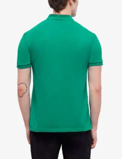 THE KOOPLES Logo-embroidered Stand-collar Cotton-piqué Polo Shirt 10 THE KOOPLES Logo-embroidered Stand-collar Cotton-piqué Polo Shirt -Gentlemen Style Shop R04142392 GRN14 ALT03