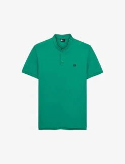 THE KOOPLES Logo-embroidered Stand-collar Cotton-piqué Polo Shirt