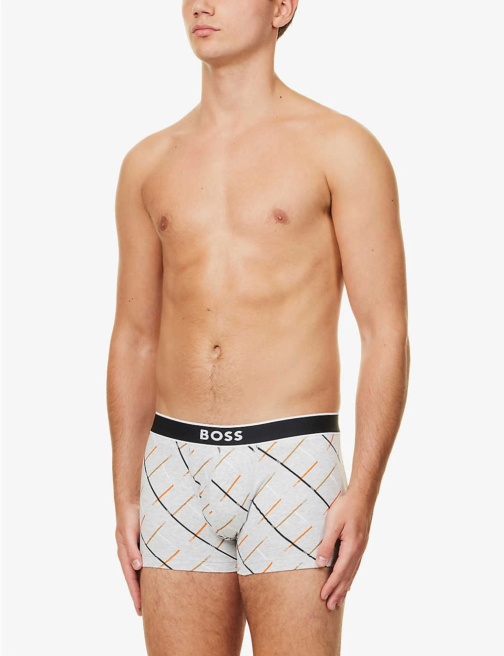 Boss Logo-striped Stretch-cotton Trunks 4 Boss Logo-striped Stretch-cotton Trunks - Image 2