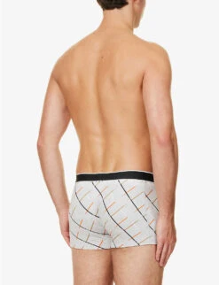 Boss Logo-striped Stretch-cotton Trunks 8 Boss Logo-striped Stretch-cotton Trunks -Gentlemen Style Shop R04142408 SILVER ALT02