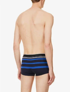 Boss Logo-waistband Striped Regular-fit Stretch-cotton Trunks 8 Boss Logo-waistband Striped Regular-fit Stretch-cotton Trunks -Gentlemen Style Shop R04142410 BRIGHTBLUE ALT02