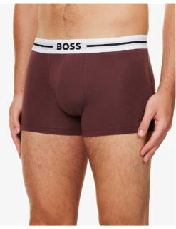 Boss Pack Of Three Logo-embroidered Stretch-cotton Trunks -Gentlemen Style Shop R04142421 OPENMISCELLANEOUS ALT03