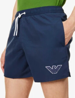 Emporio Armani Logo-badge Elasticated-waist Swim Shorts 11 Emporio Armani Logo-badge Elasticated-waist Swim Shorts -Gentlemen Style Shop R04142632 BLUNAVYNAVYBLUE ALT05