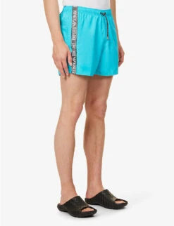 Emporio Armani Logo-print Elasticated-waist Swim Shorts -Gentlemen Style Shop R04142634 TURCHESETURQUOISE ALT02