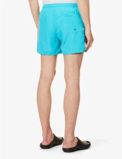 Emporio Armani Logo-print Elasticated-waist Swim Shorts -Gentlemen Style Shop R04142634 TURCHESETURQUOISE ALT03