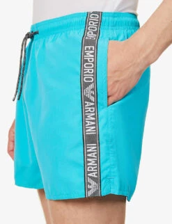 Emporio Armani Logo-print Elasticated-waist Swim Shorts -Gentlemen Style Shop R04142634 TURCHESETURQUOISE ALT04