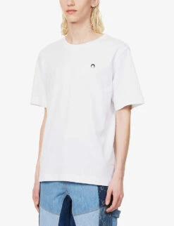 Marine Serre Moon-embroidered Crewneck Regular-fit Cotton-jersey T-shirt 9 Marine Serre Moon-embroidered Crewneck Regular-fit Cotton-jersey T-shirt -Gentlemen Style Shop R04143626 WHITE ALT02