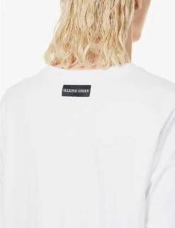 Marine Serre Moon-embroidered Crewneck Regular-fit Cotton-jersey T-shirt 11 Marine Serre Moon-embroidered Crewneck Regular-fit Cotton-jersey T-shirt -Gentlemen Style Shop R04143626 WHITE ALT04