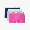 Calvin Klein Logo-waistband Pack Of Three Stretch-cotton Trunks 2 Calvin Klein Logo-waistband Pack Of Three Stretch-cotton Trunks -Gentlemen Style Shop R04144392 SILVPINKBLUE M