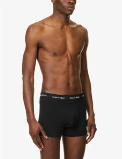 Calvin Klein Pack Of Three Branded-waistband Stretch-cotton Trunks -Gentlemen Style Shop R04144393 BLACKUMBERWOODLAND ALT01