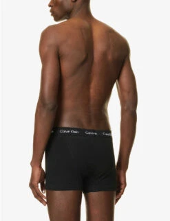 Calvin Klein Pack Of Three Branded-waistband Stretch-cotton Trunks -Gentlemen Style Shop R04144393 BLACKUMBERWOODLAND ALT02