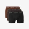 Calvin Klein Pack Of Three Branded-waistband Stretch-cotton Trunks 1 Calvin Klein Pack Of Three Branded-waistband Stretch-cotton Trunks -Gentlemen Style Shop R04144393 BLACKUMBERWOODLAND M