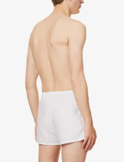 Elasticated-waist Slim-fit Woven Boxer Shorts -Gentlemen Style Shop R04144739 WHITE ALT02