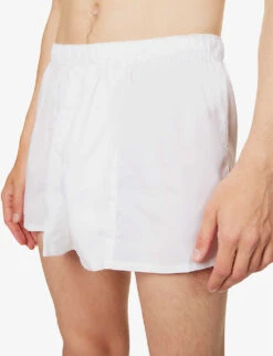 Elasticated-waist Slim-fit Woven Boxer Shorts -Gentlemen Style Shop R04144739 WHITE ALT03