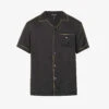 Emporio Armani Brand-embroidered Metallic-piping Woven Shirt 2 Emporio Armani Brand-embroidered Metallic-piping Woven Shirt -Gentlemen Style Shop R04145210 NERO M