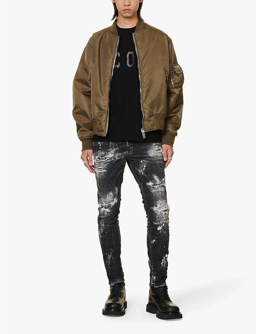 DSQUARED2 Skater Paint-print Slim-fit Stretch-cotton Blend Denim Jeans 4 DSQUARED2 Skater Paint-print Slim-fit Stretch-cotton Blend Denim Jeans - Image 2