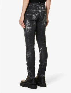 DSQUARED2 Skater Paint-print Slim-fit Stretch-cotton Blend Denim Jeans 12 DSQUARED2 Skater Paint-print Slim-fit Stretch-cotton Blend Denim Jeans -Gentlemen Style Shop R04145485 BLACK ALT03